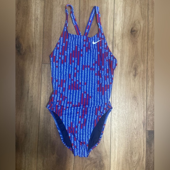 Nike LIKE NEW Hydrastrong Multi Print Fastback One Piece Swimsuit game royal 38 - Picture 3 of 6